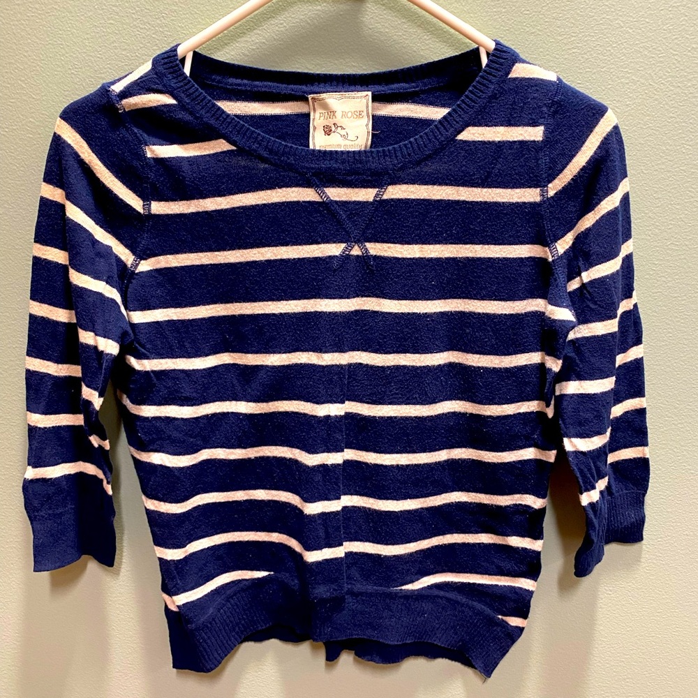 Navy and Ivory Striped Sweater